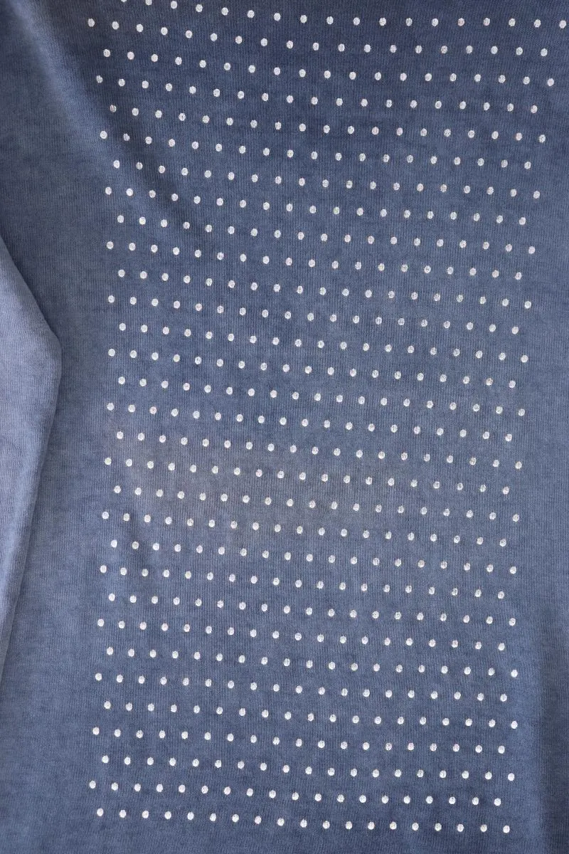 Liberty Longsleeve-Shirt Gr. M Langarm mit Pailletten blau aus Viskose