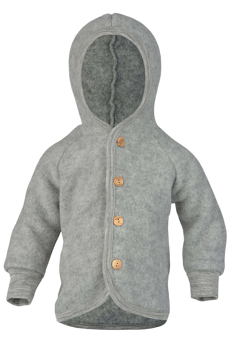 Baby-Kleinkinder-Jacke mit Kapuze aus Bio-Schurwolle