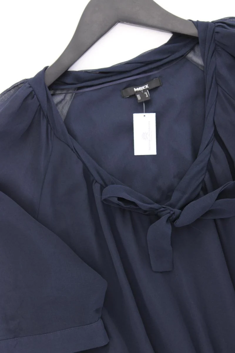 Mexx Chiffonkleid Gr. 36 mit Gürtel Kurzarm blau aus Polyester