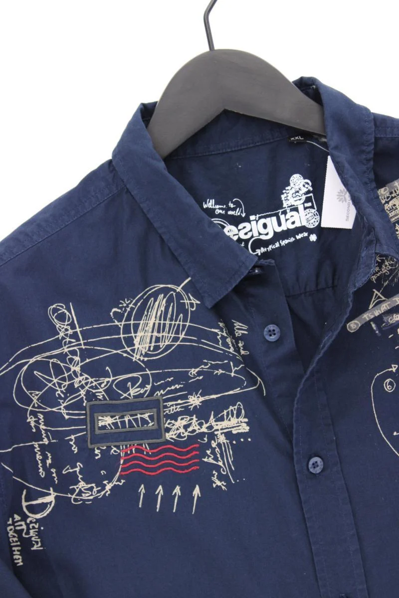 Desigual Kurzarmhemd für Herren Gr. XXL blau aus Baumwolle