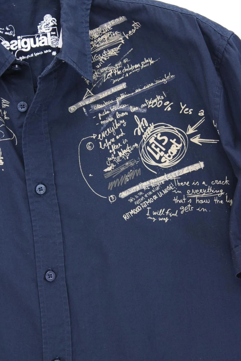 Desigual Kurzarmhemd für Herren Gr. XXL blau aus Baumwolle