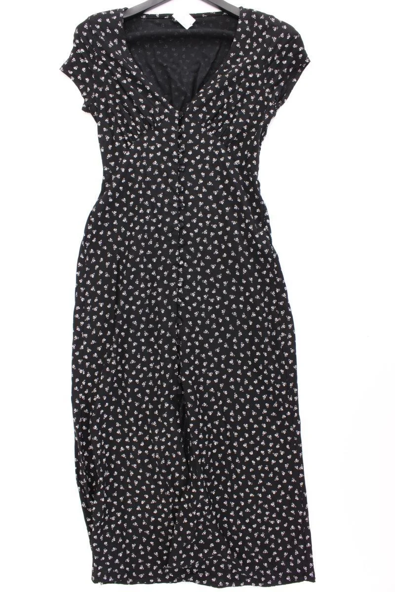 Vintage Maxikleid Gr. S mit Blumenmuster Kurzarm schwarz