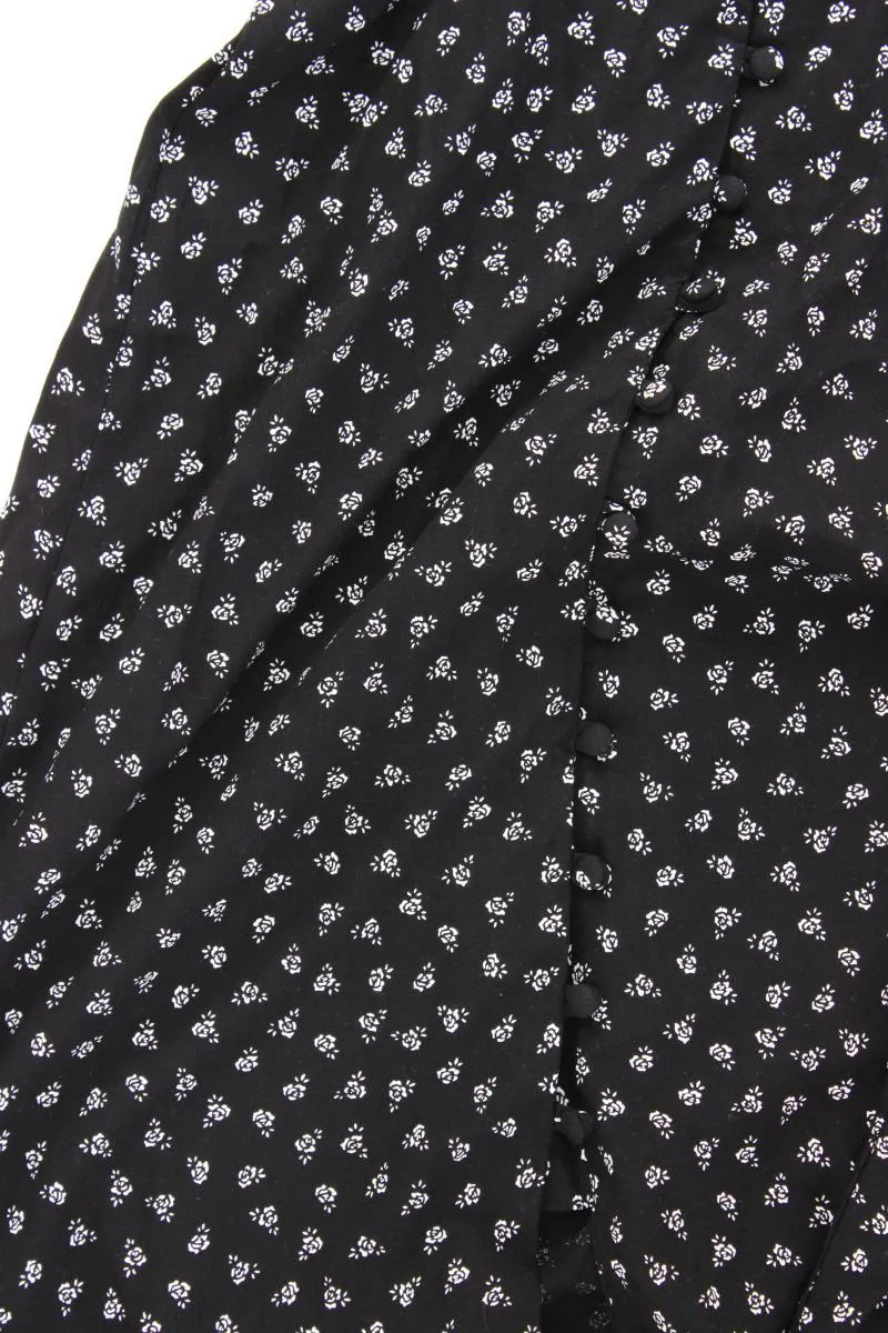 Vintage Maxikleid Gr. S mit Blumenmuster Kurzarm schwarz