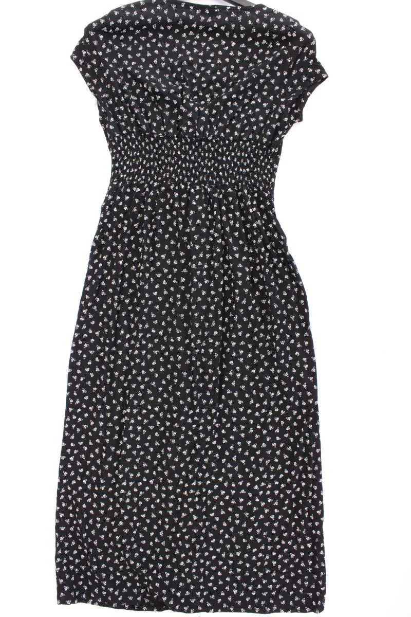 Vintage Maxikleid Gr. S mit Blumenmuster Kurzarm schwarz