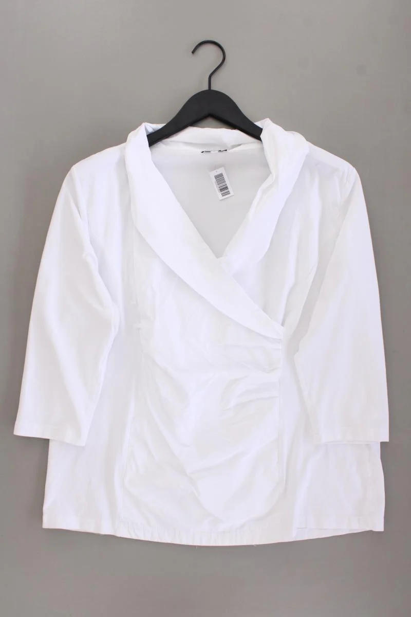 Gina Laura Shirt mit V-Ausschnitt Gr. XL 3/4 Ärmel weiß