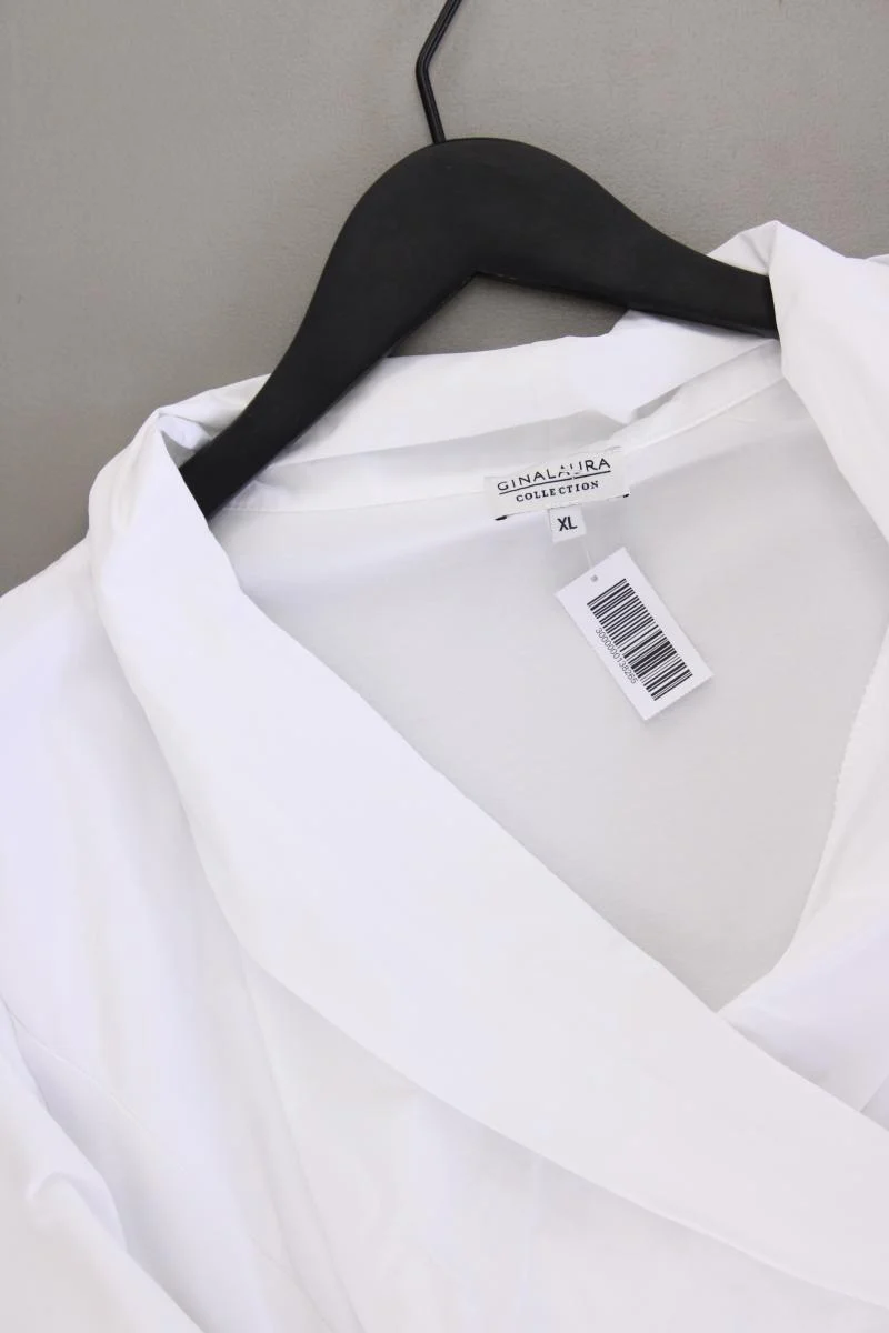 Gina Laura Shirt mit V-Ausschnitt Gr. XL 3/4 Ärmel weiß