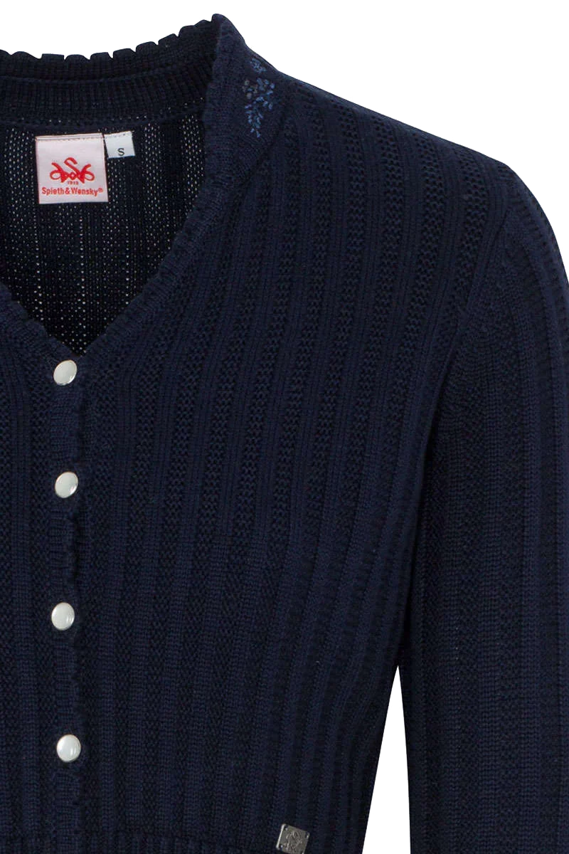 Dirndlstrickjacke mit besticktem Stehkragen
