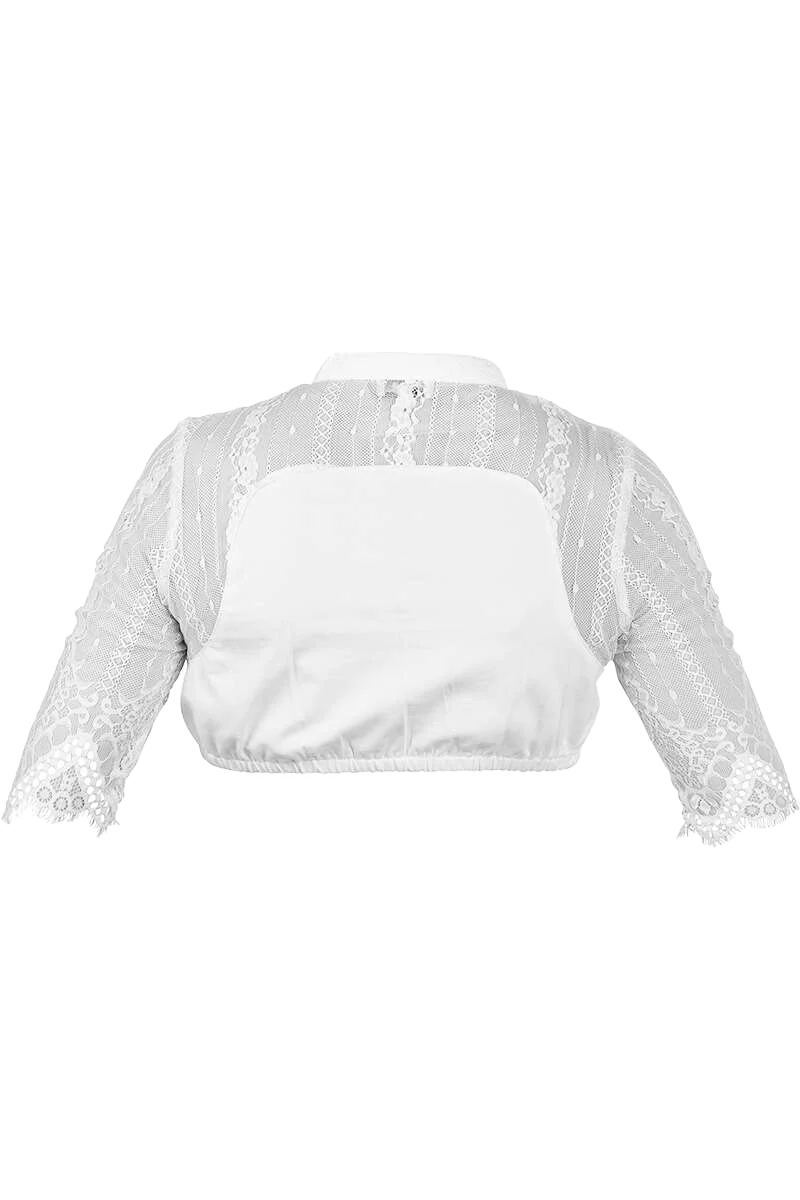 Dirndl-Bluse mit Stehkragen aus Spitze transparent