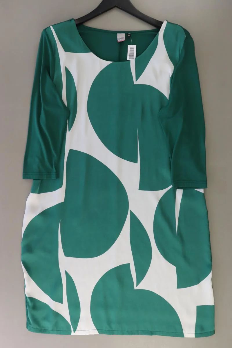 Qiero! Midikleid Gr. 44 geometrisches Muster neuwertig 3/4 Ärmel grün