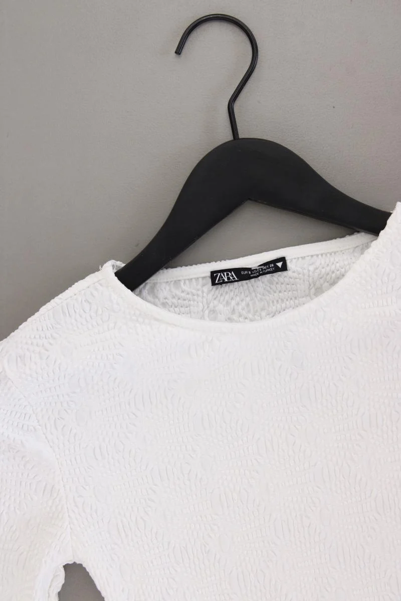 Zara Cropped Shirt Gr. S Langarm weiß aus Polyester