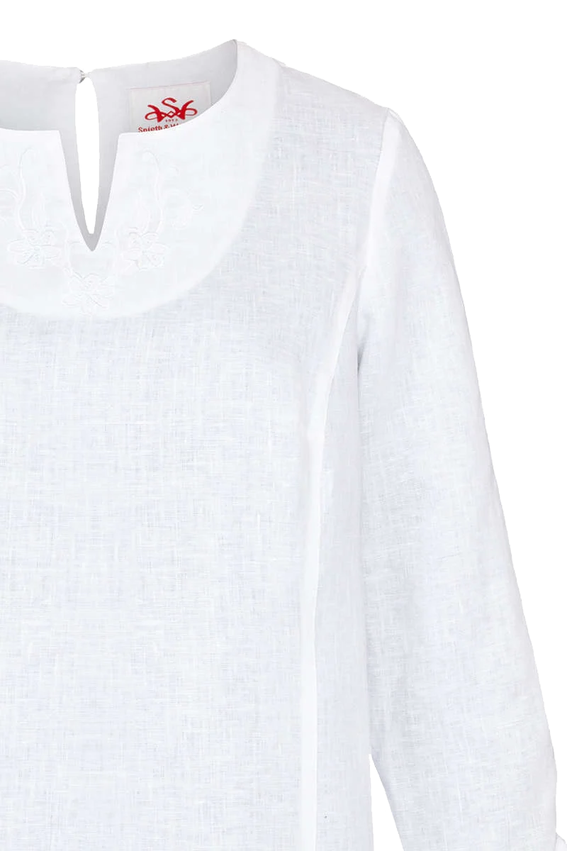 Trachten-Leinenbluse mit Stickerei