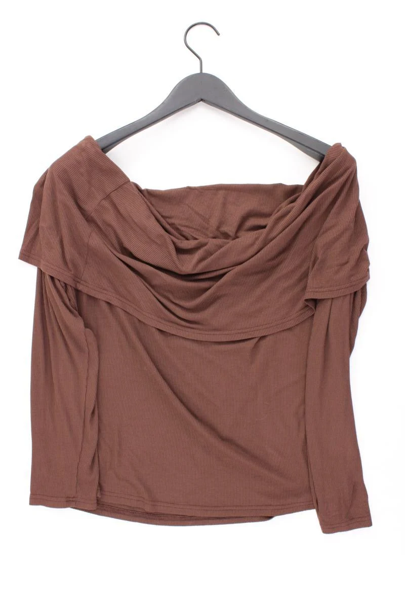 Shein Cropped Shirt Gr. XXL 3/4 Ärmel mit Carmen-Ausschnitt braun aus Viskose