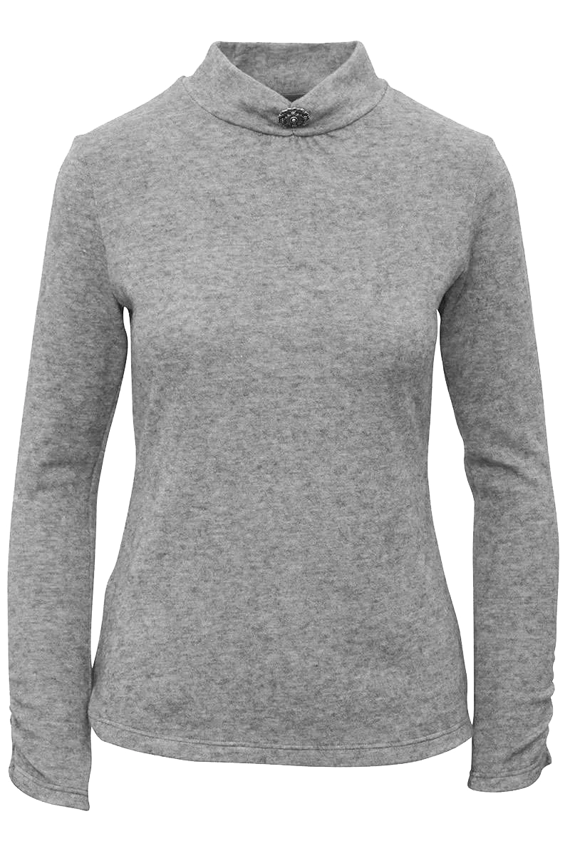 Damen Pullover mit Stehkragen und Brosche