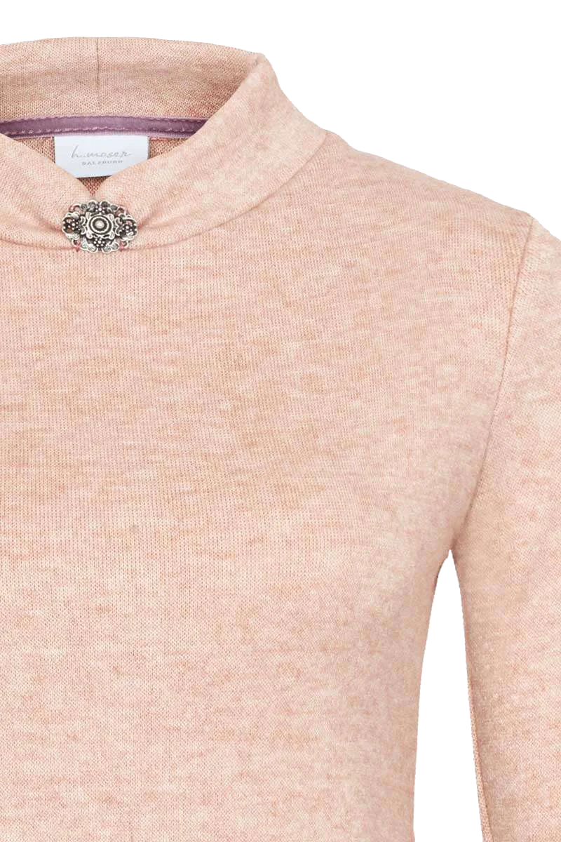 Damen Pullover mit Stehkragen und Brosche