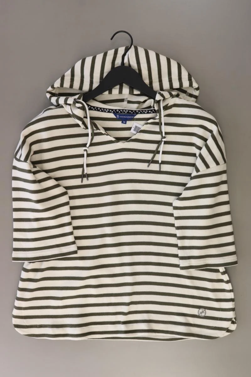 Navigazione Hoodie Gr. 38 gestreift olivgrün aus Baumwolle
