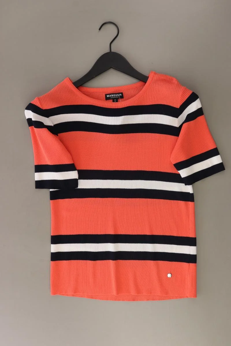 Manguun Strickshirt Gr. 40 gestreift Kurzarm mehrfarbig aus Viskose