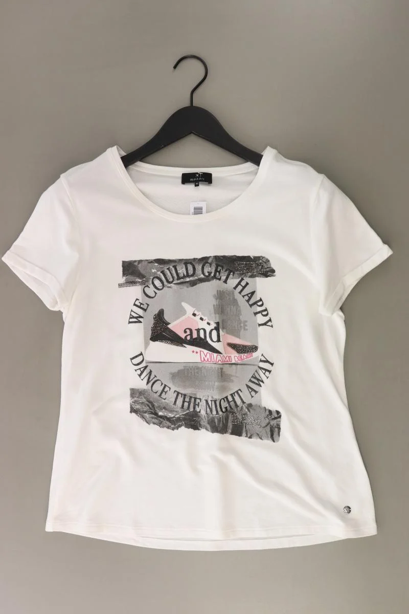 Monari Printshirt Gr. 40 Kurzarm weiß aus Baumwolle