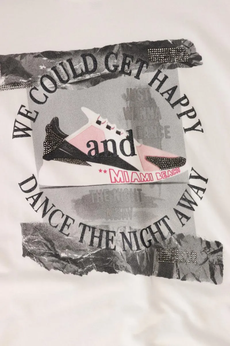 Monari Printshirt Gr. 40 Kurzarm weiß aus Baumwolle