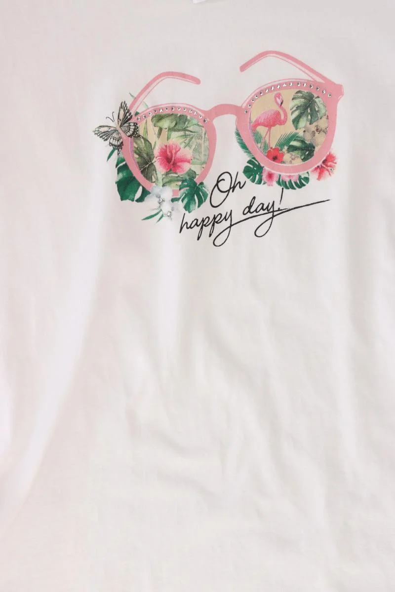 More&More Printshirt Gr. 40 Kurzarm weiß aus Baumwolle