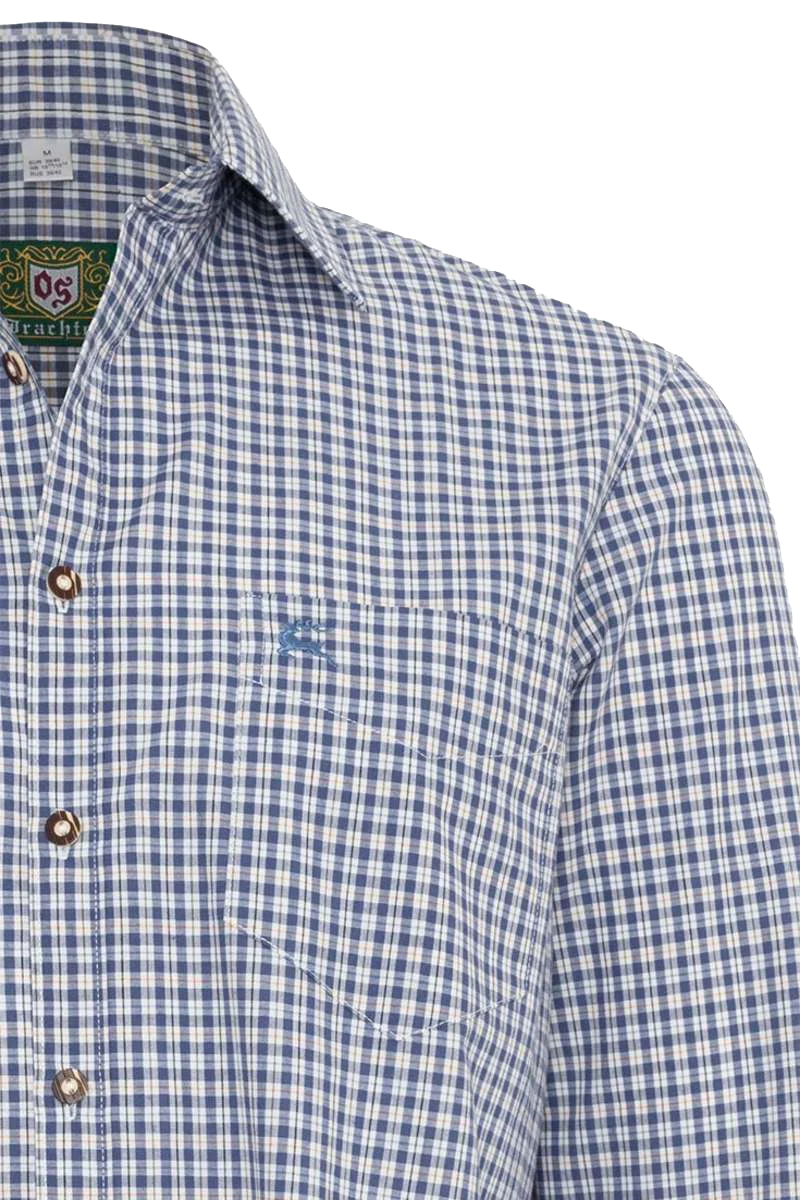 Herren Trachten-Krempelarm-Hemd Regular Fit
