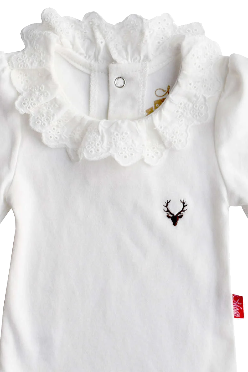 Mädchen Baby-Body langarm mit Spitzenkragen
