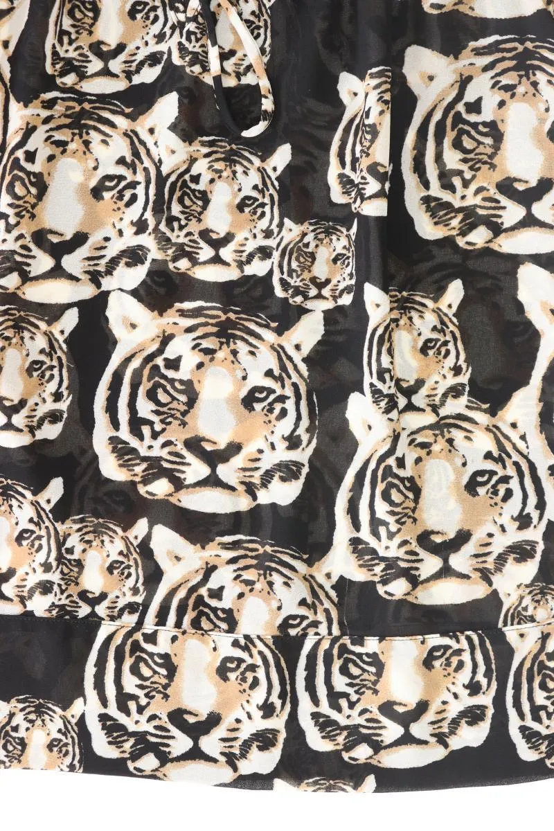 Vintage Top mit Tigermuster Gr. XS mit Tierdruck mehrfarbig aus Polyester