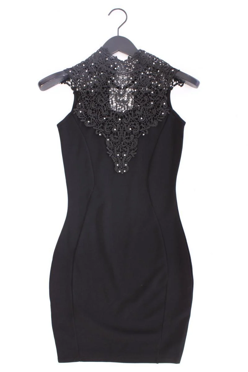 Ayanapa Abendkleid Gr. US 8 (S) neuwertig Kurzarm schwarz aus Polyester