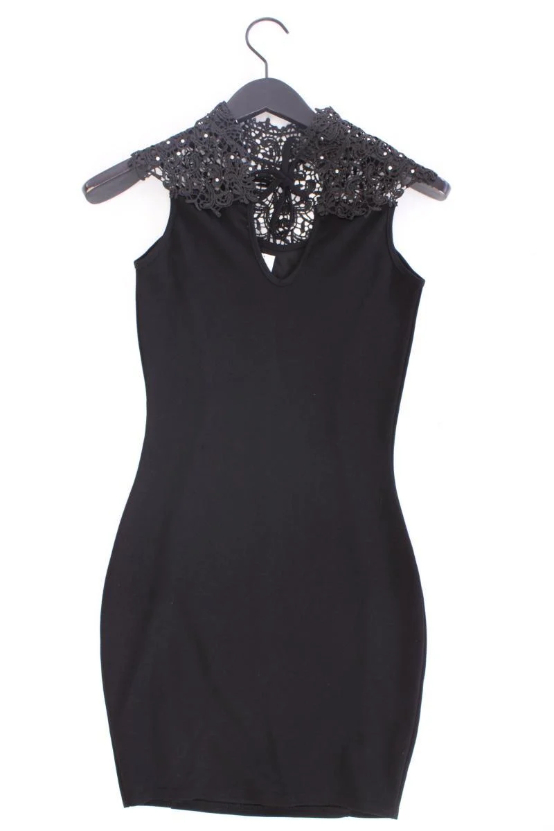 Ayanapa Abendkleid Gr. US 8 (S) neuwertig Kurzarm schwarz aus Polyester