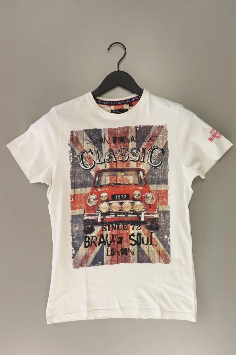 Brave Soul Printshirt für Herren Gr. S Kurzarm creme aus Baumwolle