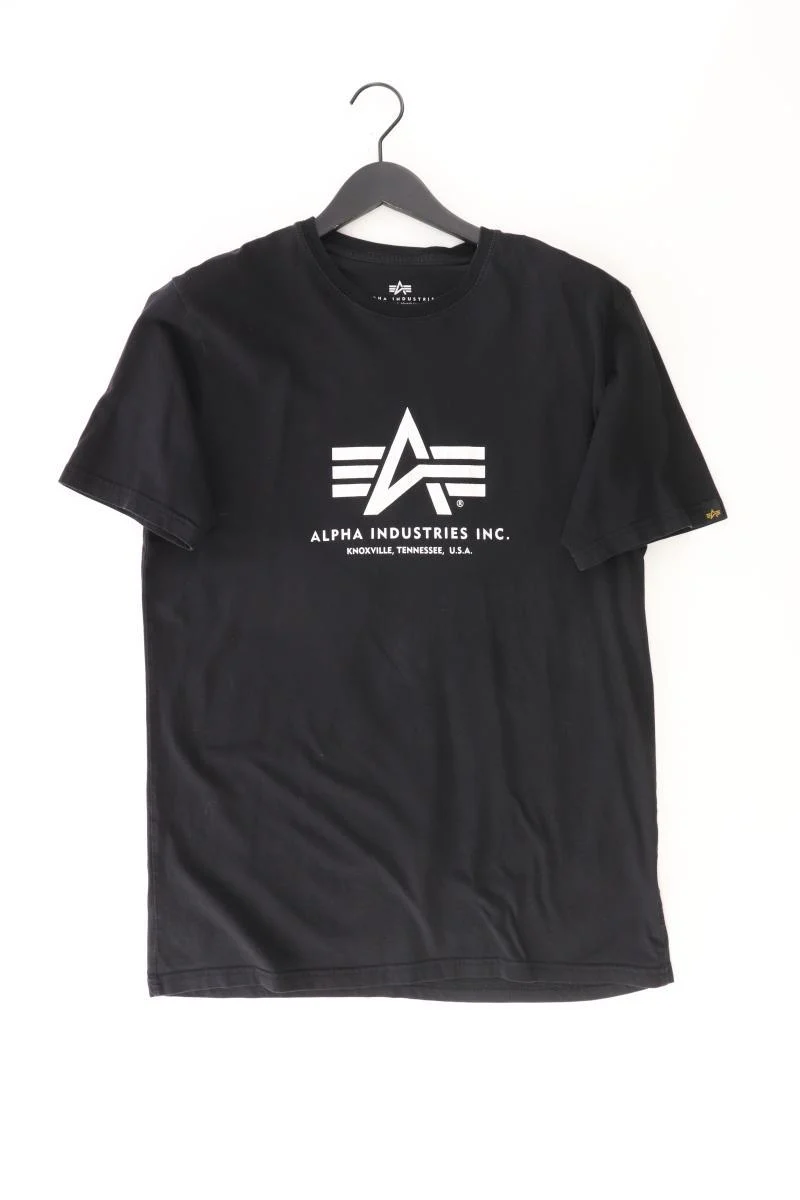 ALPHA INDUSTRIES Printshirt für Herren Gr. XXL Kurzarm schwarz aus Baumwolle