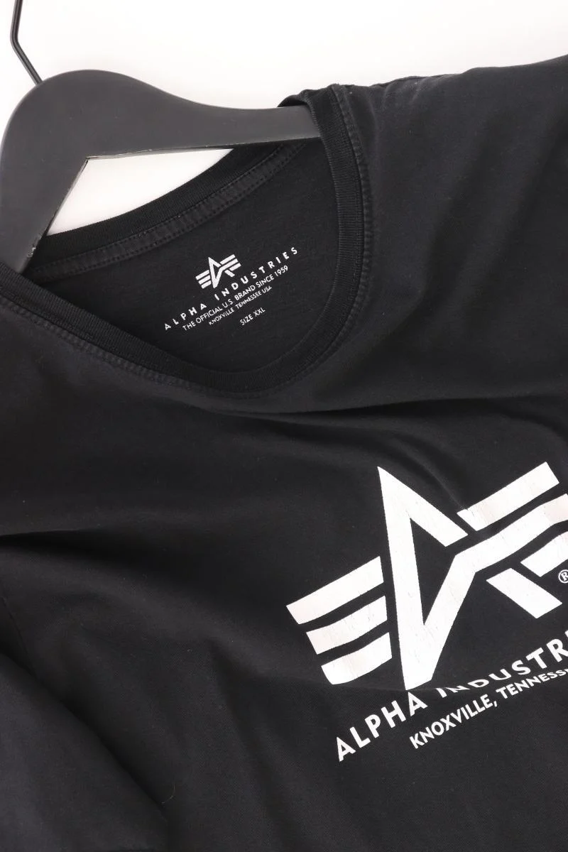 ALPHA INDUSTRIES Printshirt für Herren Gr. XXL Kurzarm schwarz aus Baumwolle