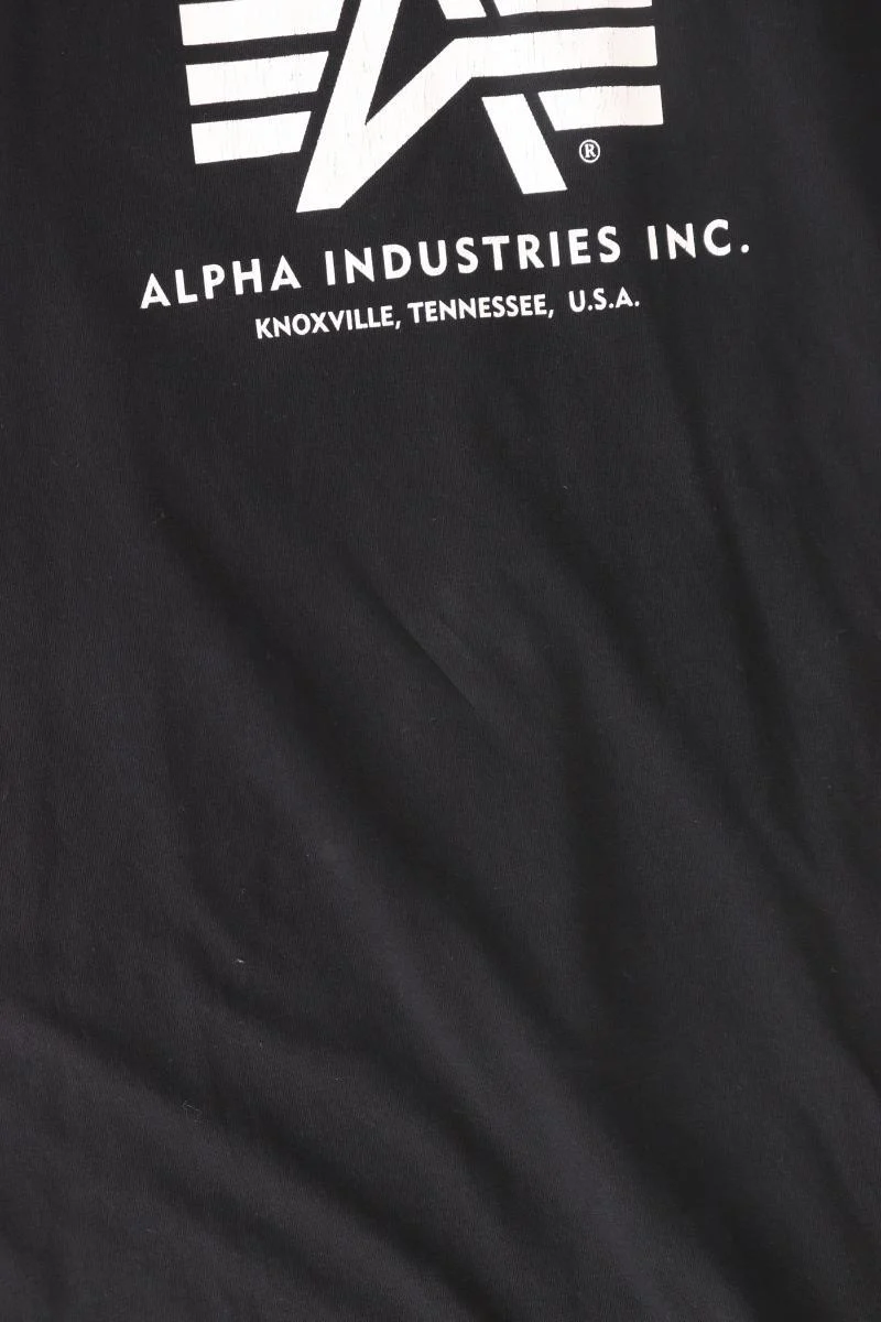 ALPHA INDUSTRIES Printshirt für Herren Gr. XXL Kurzarm schwarz aus Baumwolle