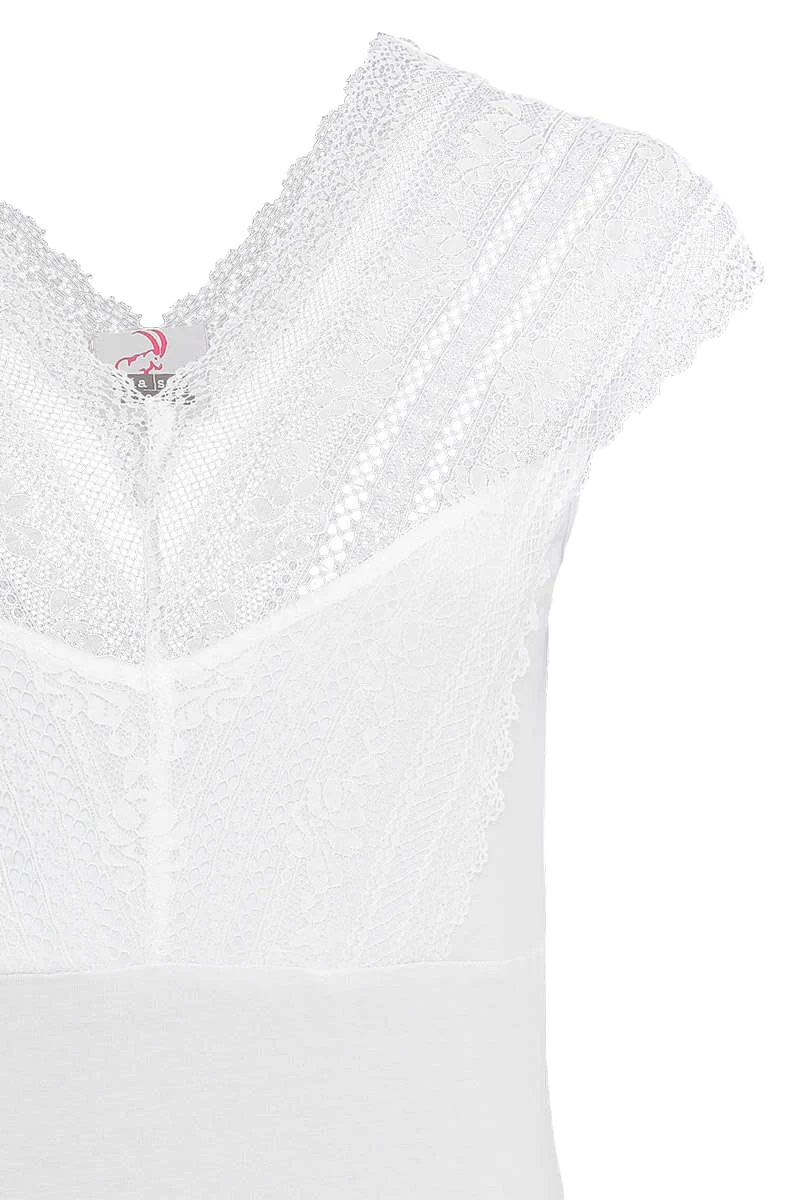 T-Shirt mit V-Ausschnitt und Spitze