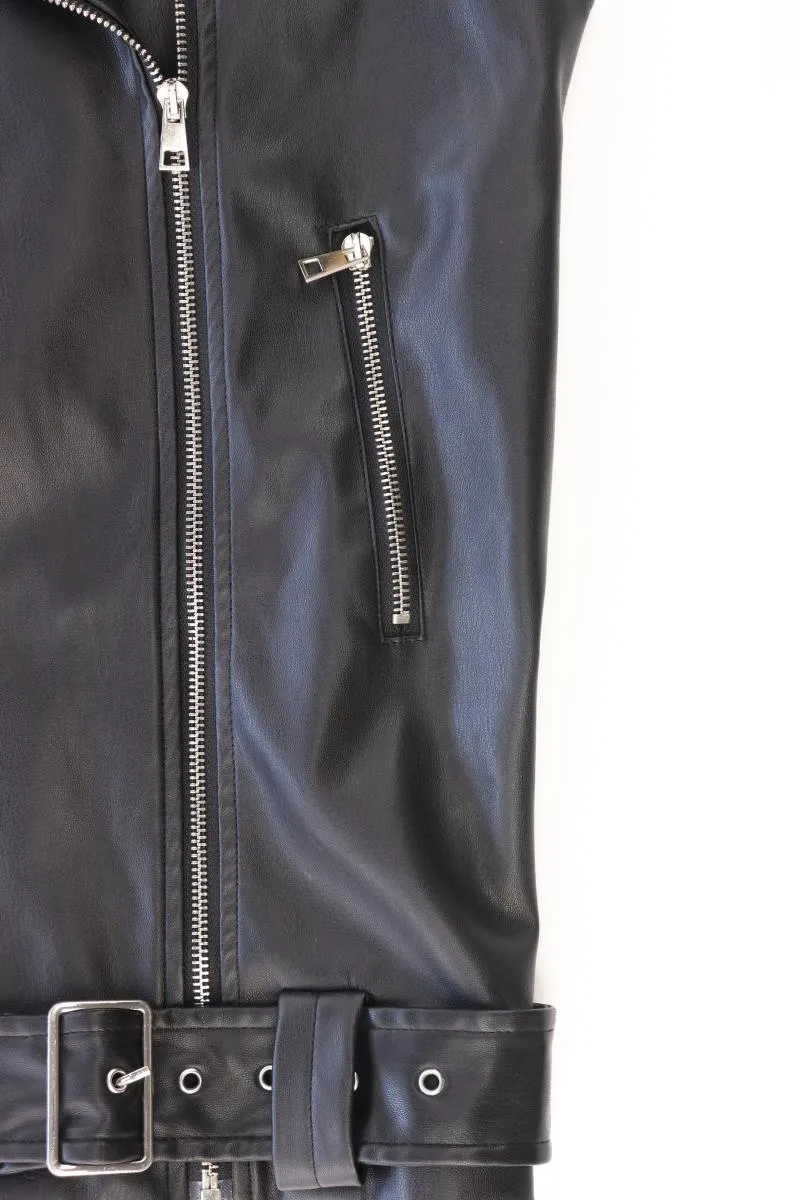 Most Wanted Kunstleder Weste Gr. XS neuwertig mit Gürtel schwarz aus Polyester