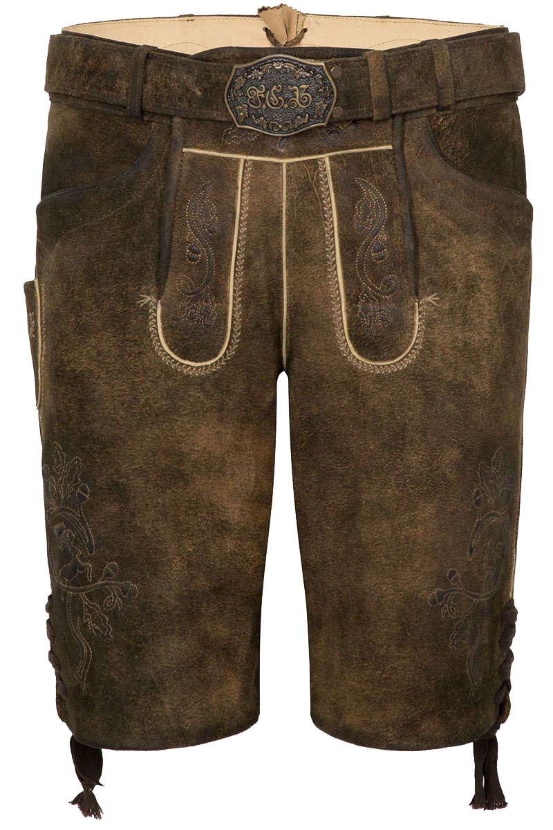 FCB Herren Trachtenlederhose kurz mit FCB Gürtel