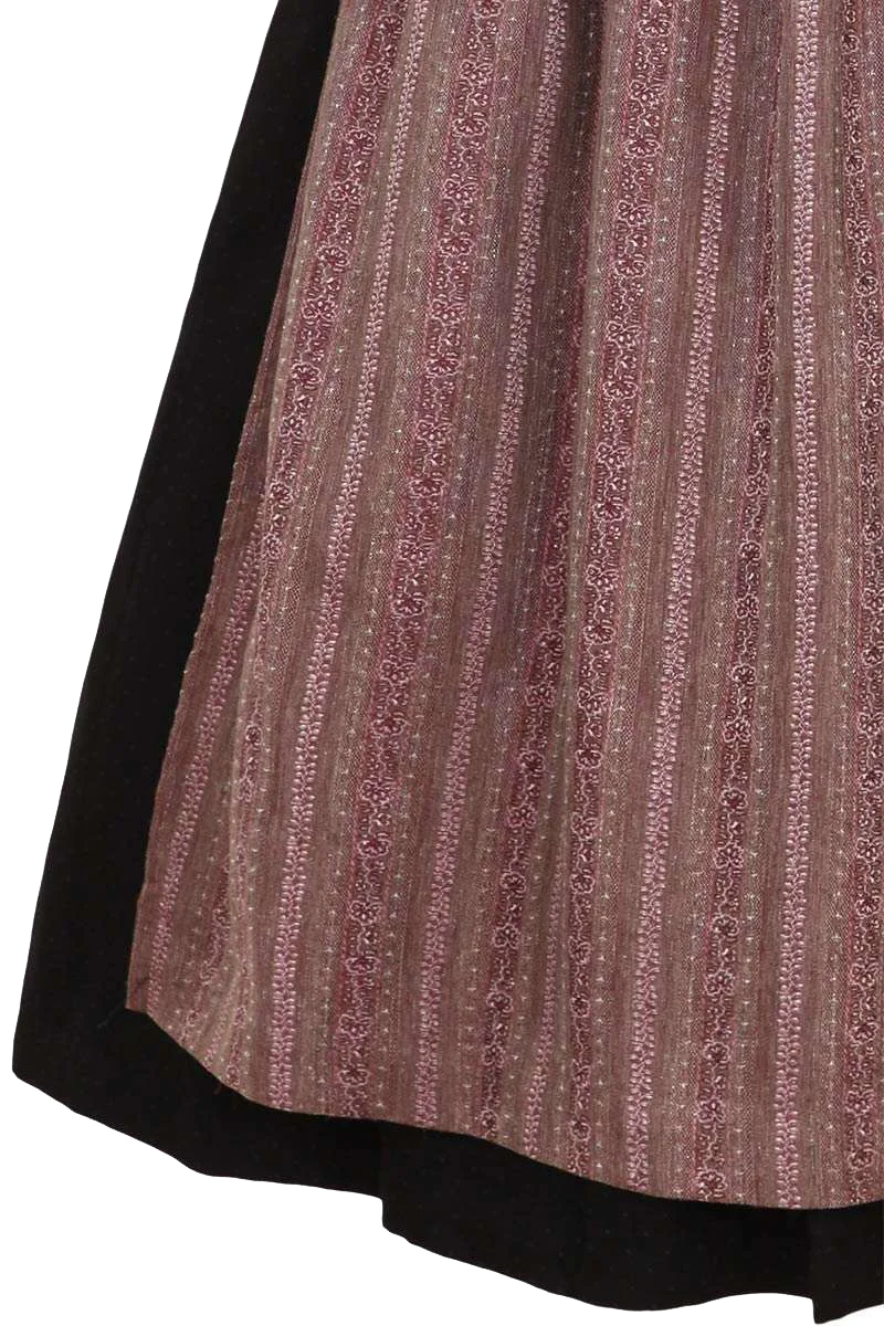 Midi-Dirndl grau mit rosa Broschen-Schürze