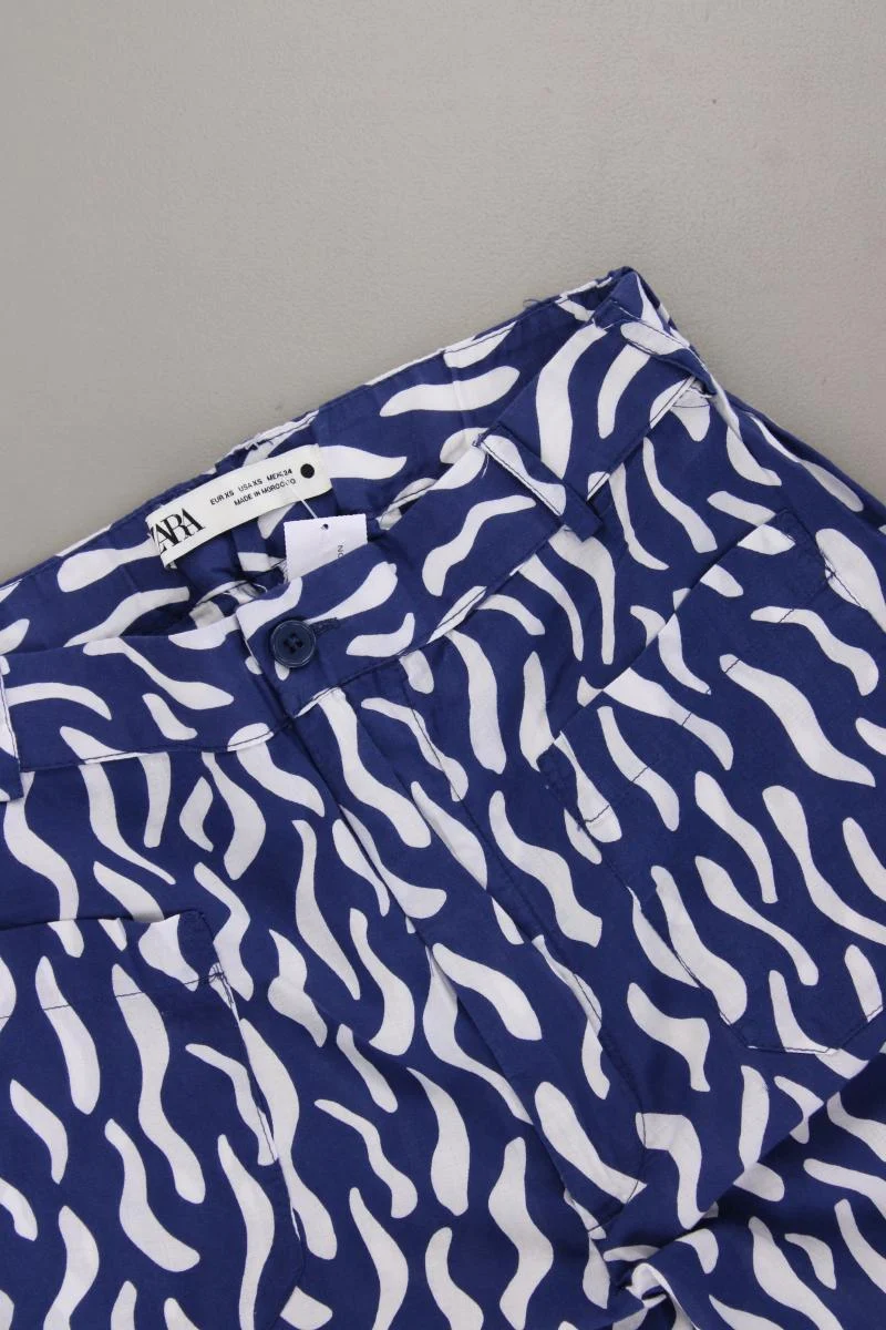 Zara Stoffhose Gr. XS geometrisches Muster blau
