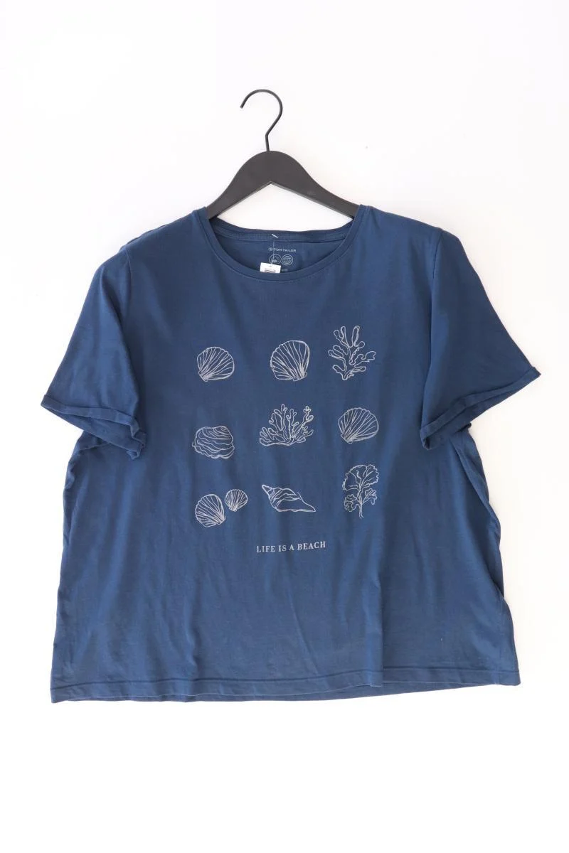 Tom Tailor Printshirt Gr. XXXL Kurzarm blau aus Baumwolle