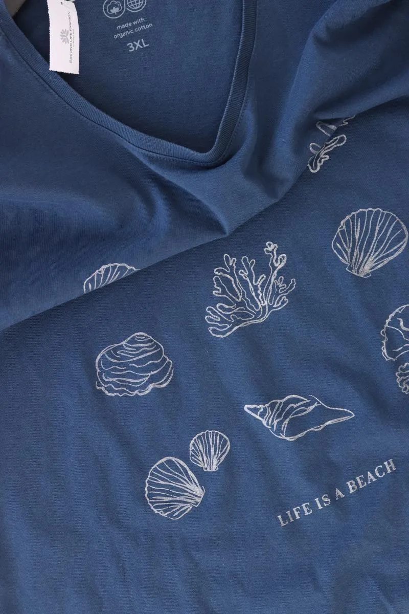 Tom Tailor Printshirt Gr. XXXL Kurzarm blau aus Baumwolle