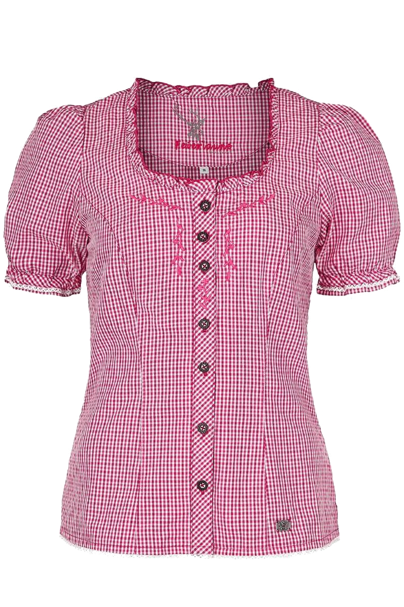 Trachten Miederbluse mit Stickerei kariert