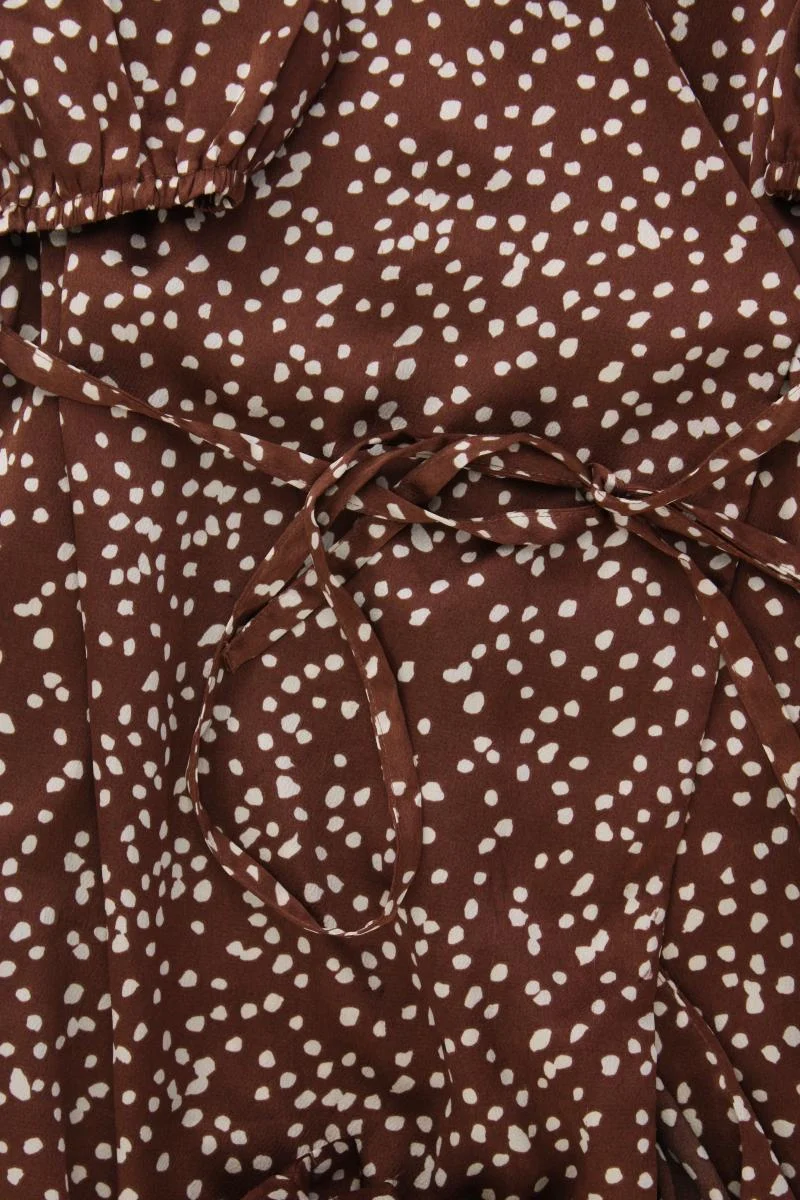 Sisters Point Wickelkleid Gr. L gepunktet 3/4 Ärmel braun aus Polyester