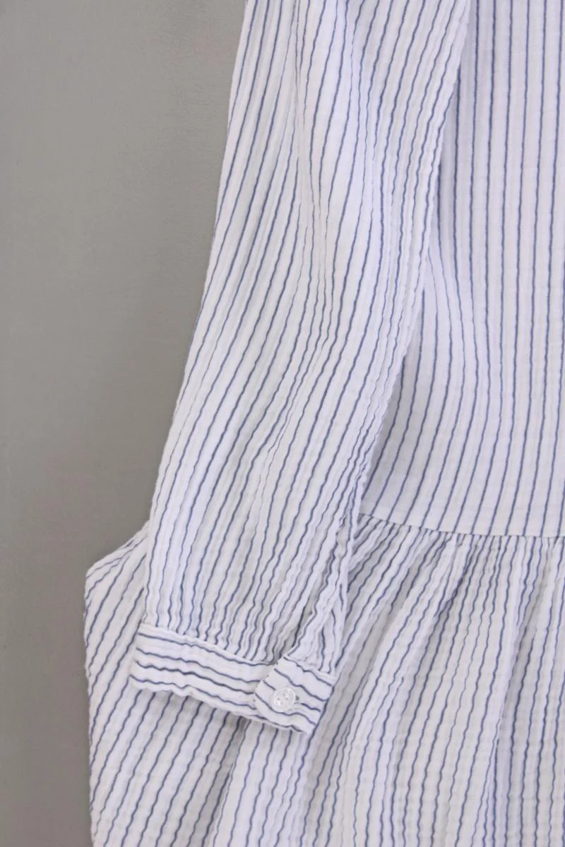 SassyClassy Langarmkleid Gr. S gestreift blau aus Baumwolle