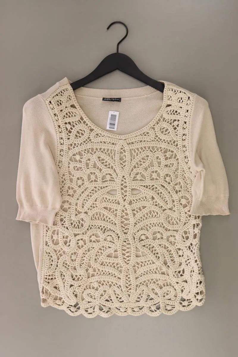 DIDI Strickshirt Gr. M Kurzarm creme aus Baumwolle