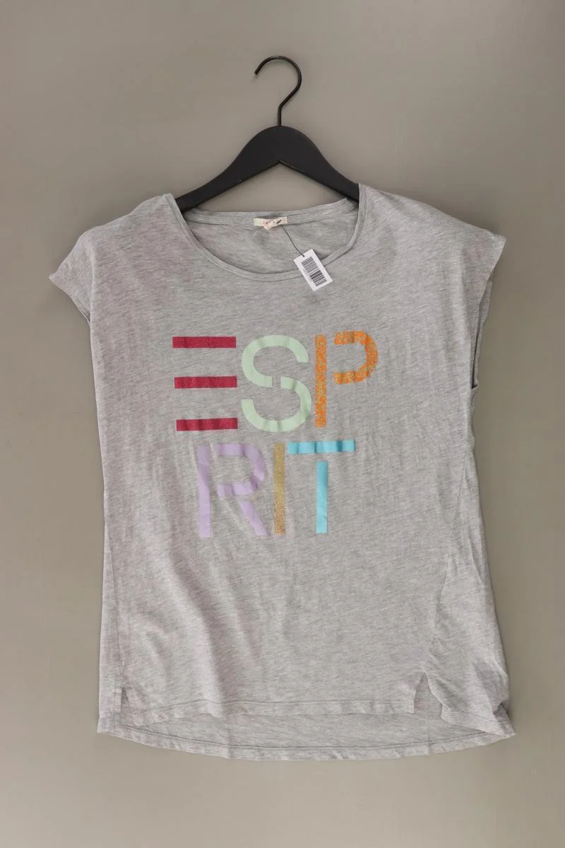 Esprit Printshirt Gr. S Kurzarm grau aus Baumwolle