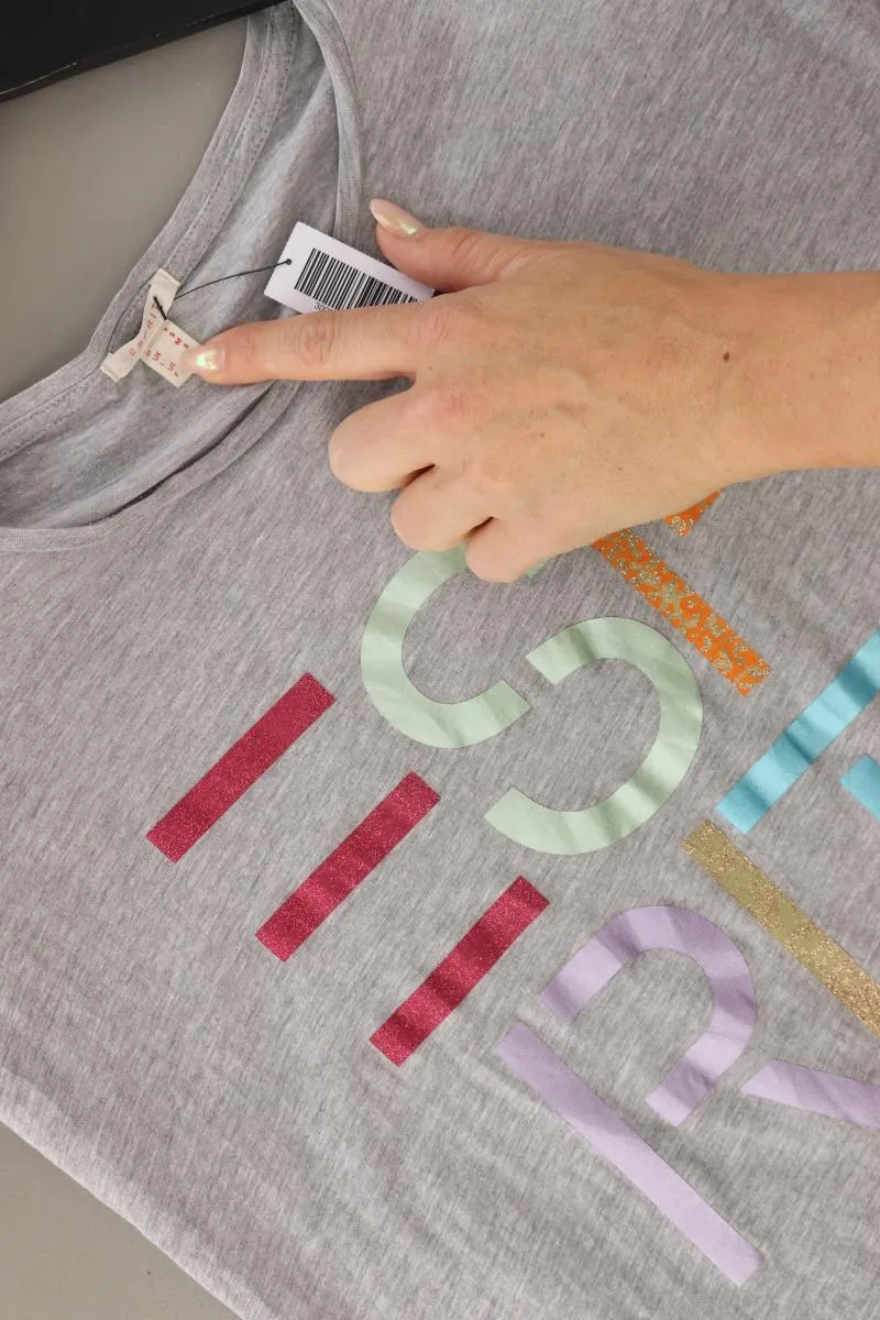 Esprit Printshirt Gr. S Kurzarm grau aus Baumwolle