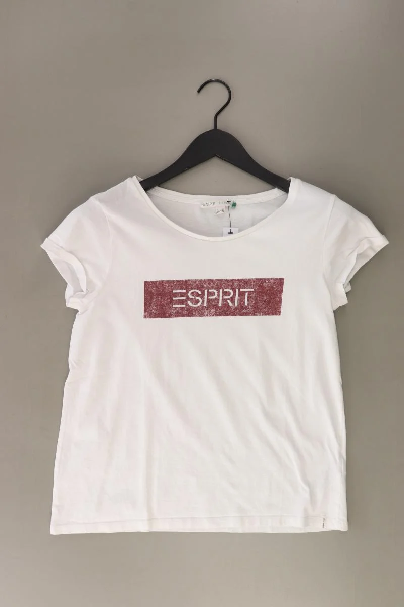 Esprit Organic Printshirt Gr. XS Kurzarm weiß aus Baumwolle
