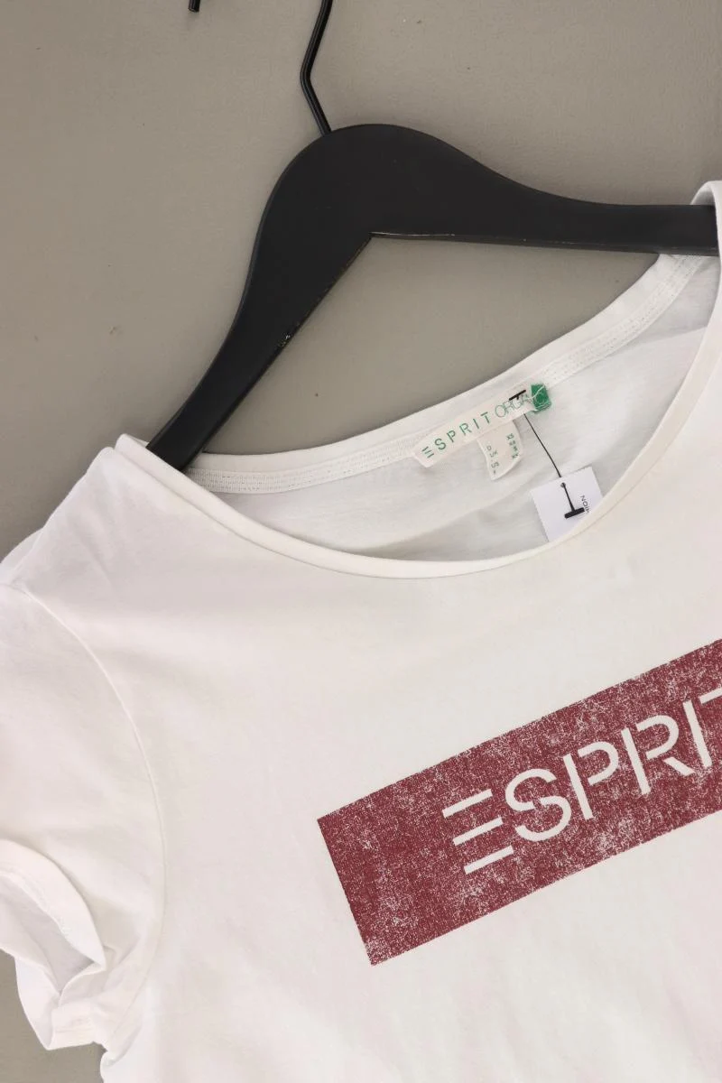 Esprit Organic Printshirt Gr. XS Kurzarm weiß aus Baumwolle