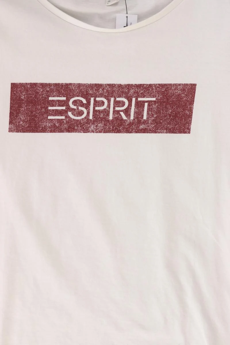 Esprit Organic Printshirt Gr. XS Kurzarm weiß aus Baumwolle