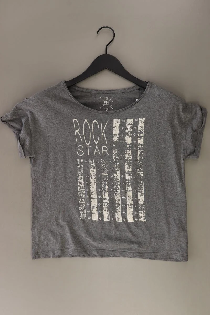 edc by Esprit Printshirt Gr. S Kurzarm grau aus Baumwolle