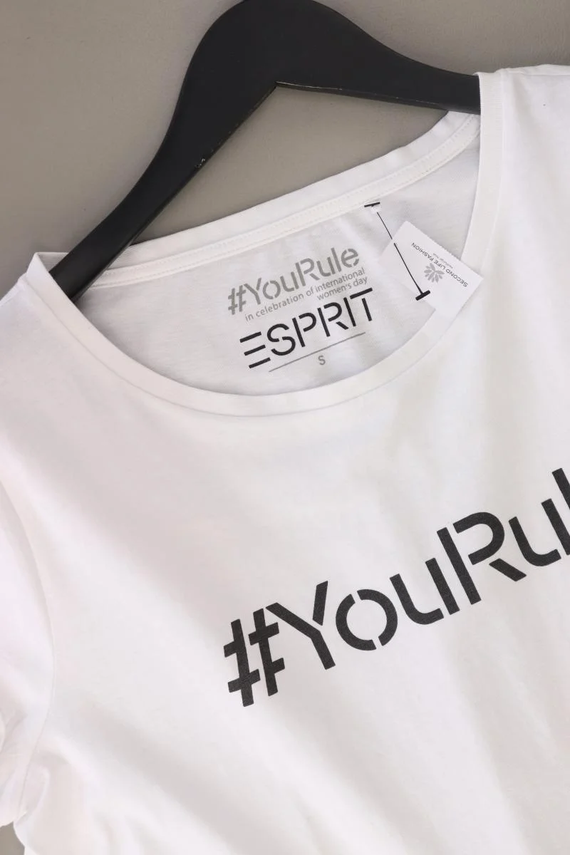 Esprit Printshirt Gr. S Kurzarm weiß aus Baumwolle